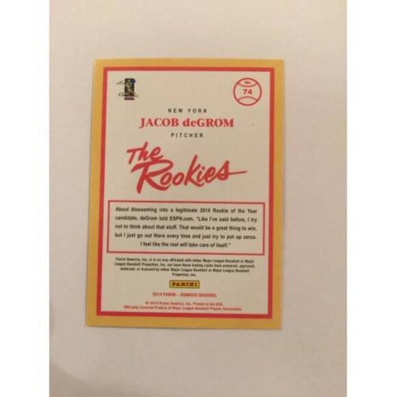 2014 Panini Donruss The Rookies Jacob deGrom New York Mets #74 (MISC1) - Picture 2 of 2